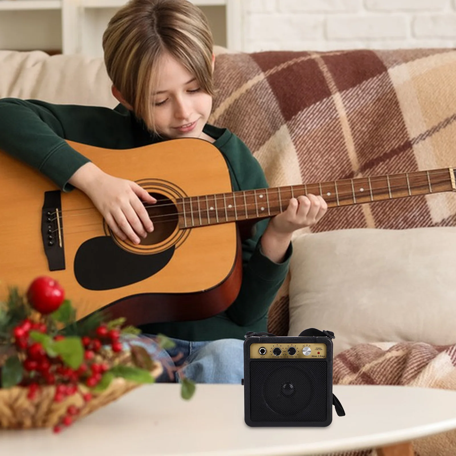 

1Set Electric Guitar Amplifier Mini Compact Portable Speaker Small Bass Amp High Fidelity Sound Practice Amplifier