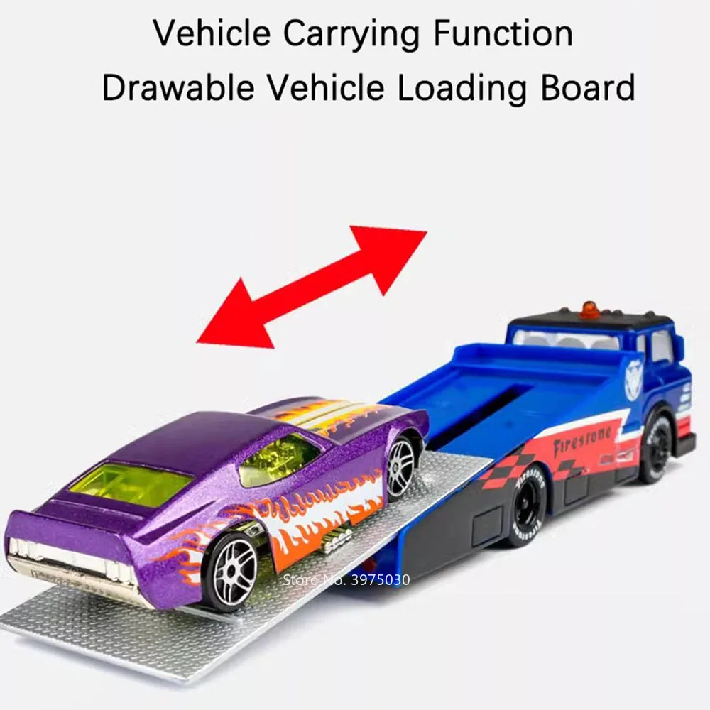 1: 64 Scaleคอนเทนเนอร์Trailerรถยนต์ของเล่นDiecastรุ่นล้อดึงกลับFlatbedรถขนส่งสําหรับของเล่นเพื่อการศึกษาเด็ก