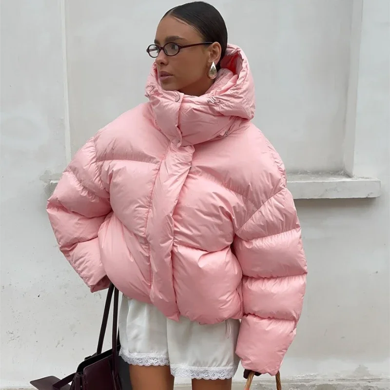 Tornova moda curto algodão acolchoado casaco feminino casual zíper fofo com capuz algodão mangas compridas casaco outono inverno outerwear