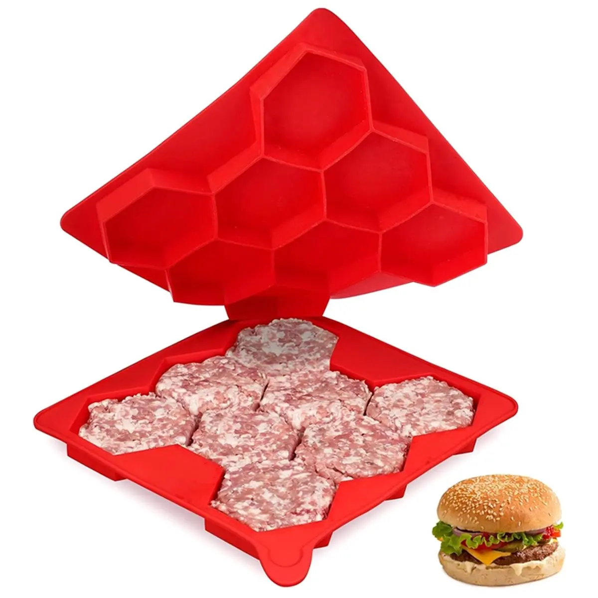 THANKYOU 8 Hole Silicone Hamburger Press Mold Non Stick Burger Patty Maker Freezer Container Kitchen BBQ Food Shaper Meal Prep
