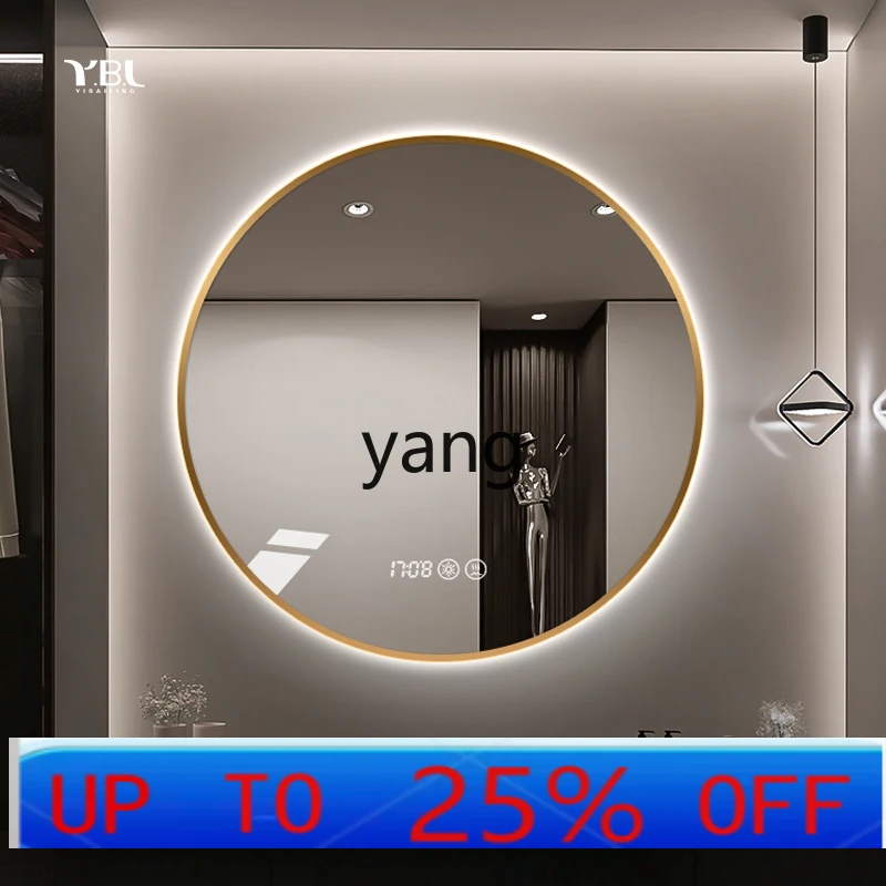 

LTT light luxury aluminum alloy round bathroom mirror intelligent wall-mounted bathroom mirror