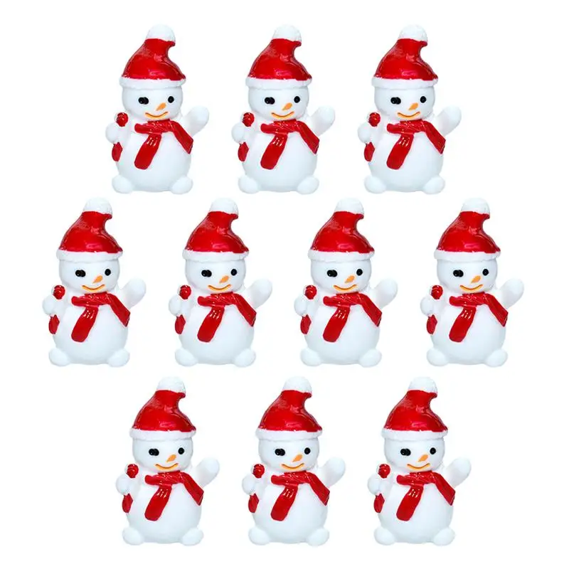 10 pçs pequena resina decoração de natal papai noel boneco de neve árvore paisagem modelo diy jardim estatuetas casa globo