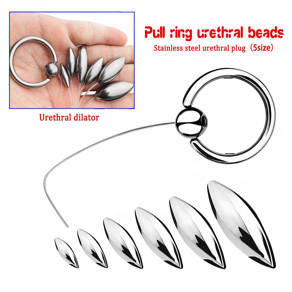 Stainless Steel Urethral Stimulate Men And Women Bullet Pull Bead Penis Plug Urethral Beads Dilator 6size Cock Plug Masturbation