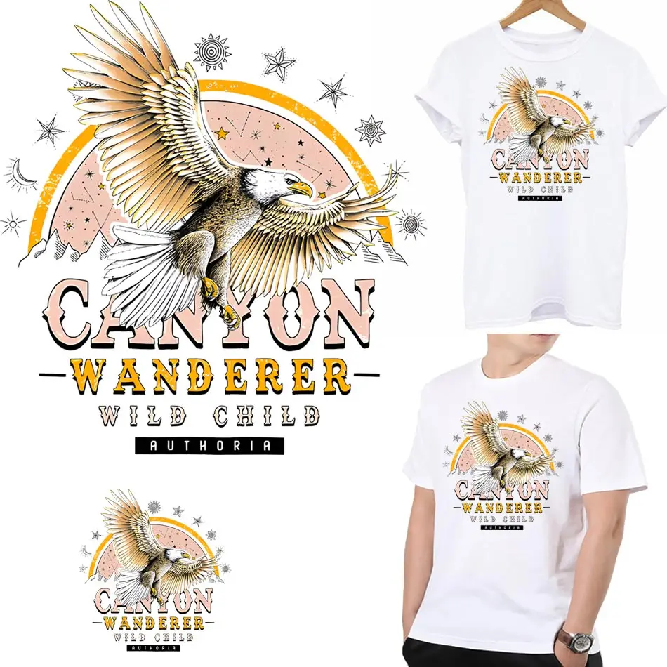 Beautiful Eagle Thermal Sticker On T-shirt DIY Washable Iron On Transfer For Clothing Exquisite Design Patch On Clothes Applique