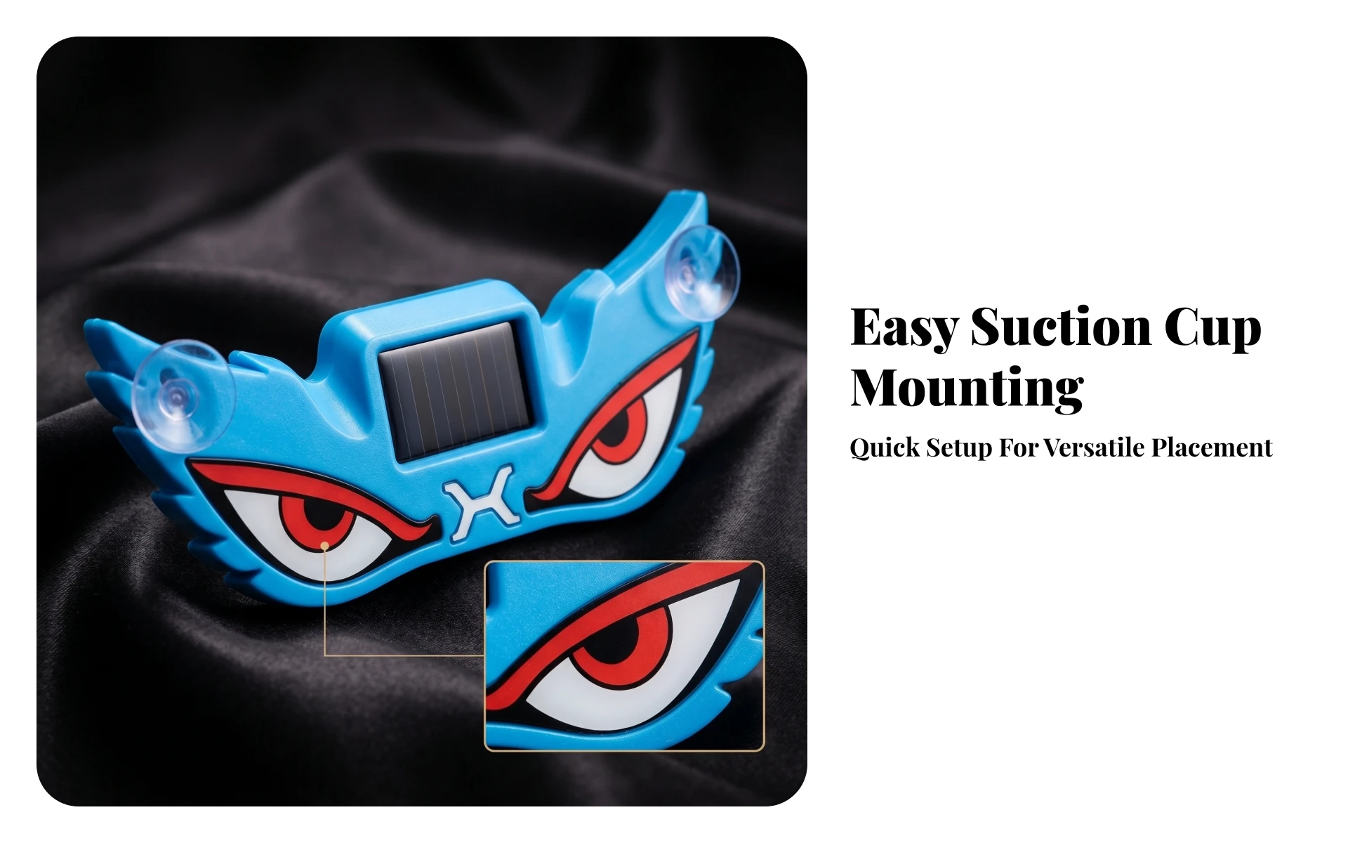 Evil-eye Shaped Suction Cup Car Light Solar Ambient Lighting for Automobile Cabin Personalization