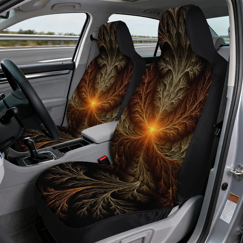 Fundas universales para asientos, 2 piezas, con un vibrante diseño de hojas fractales, suaves y fáciles de mantener, lavables a máquina, ideales para P