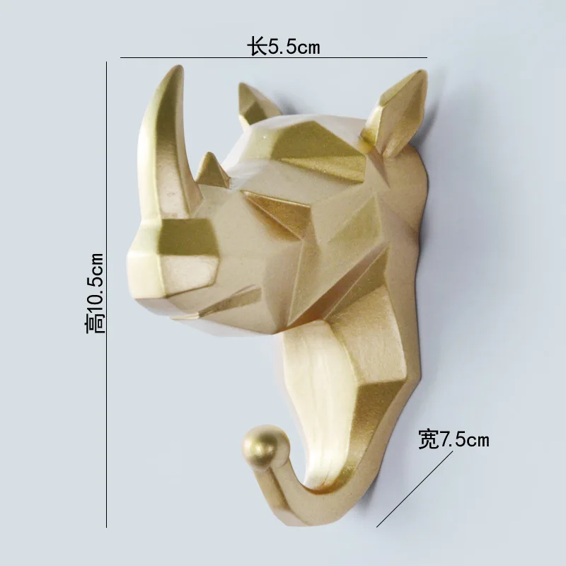 Animal Head Resin Key Hook Decor Holder Clothing Deer Elephant Unicorn Rhinoceros Racks Hook Coat Bag Hanger Cap Decor Home Wall