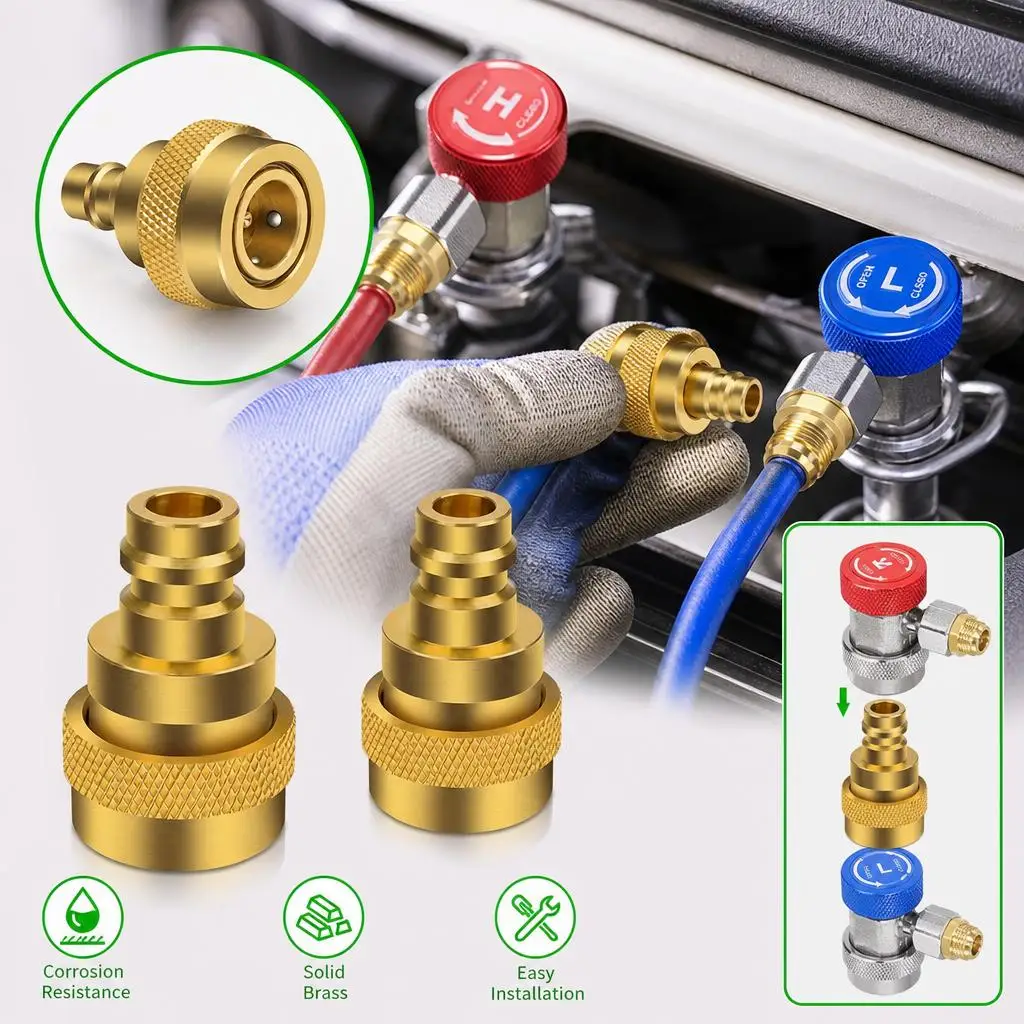 2pcs AC System Repair Tools For R134A To R1234YF High Low Pressure Quick Coupler Adapter Kit