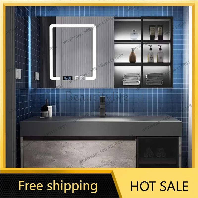 FG Rock Integrated Washbasin Bathroom Vanity Cabinets with Sink Bathroom Furniture Modern Bathroom Cabinet Smart Mirror Cabinet