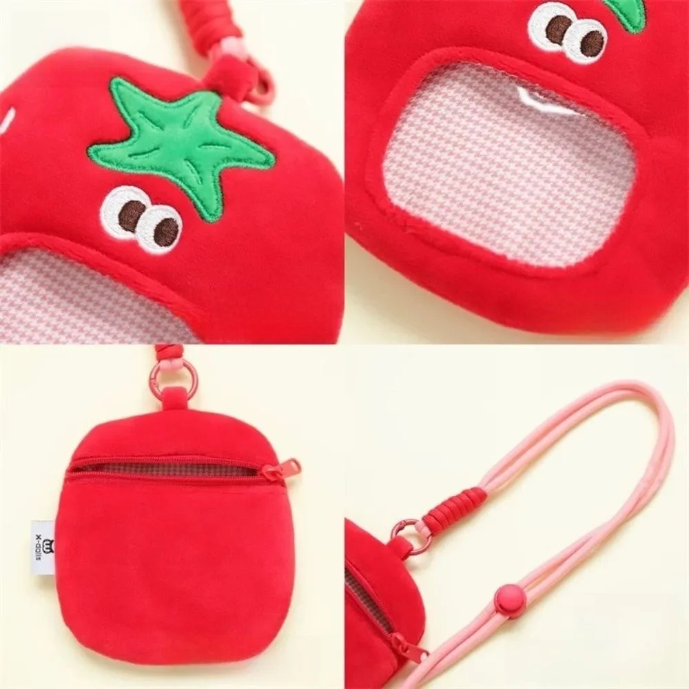 Espressione Cartoon Pomodoro Portamonete Porta carte idolo coreano Borsa trasparente per appendere il collo Borsa per cuffie Borsa per piccoli oggetti