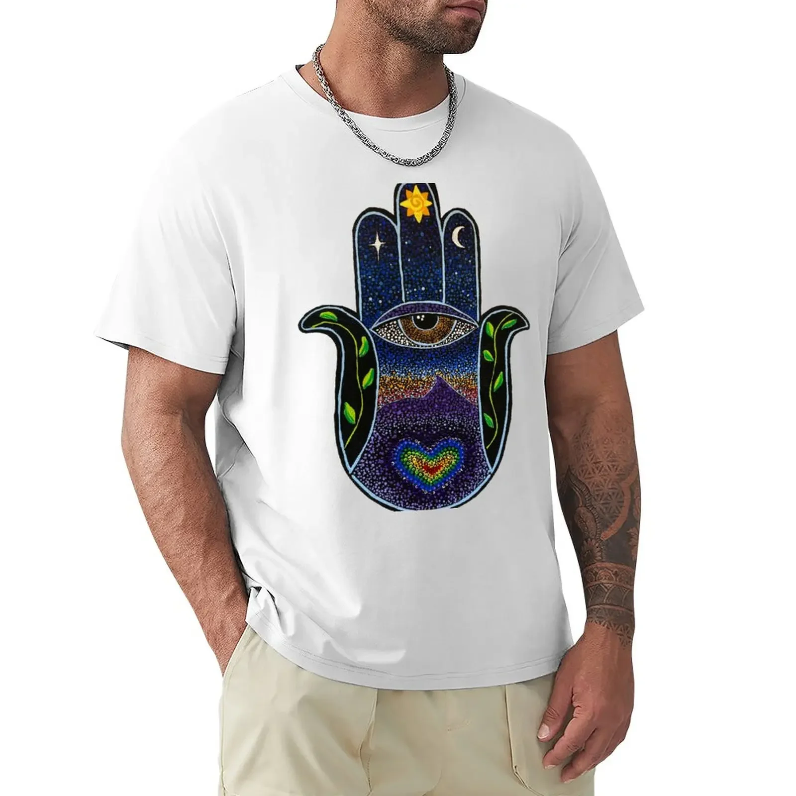 Hamsa Mountain Sunset T-Shirt heavyweights quick drying oversizeds mens vintage t shirts