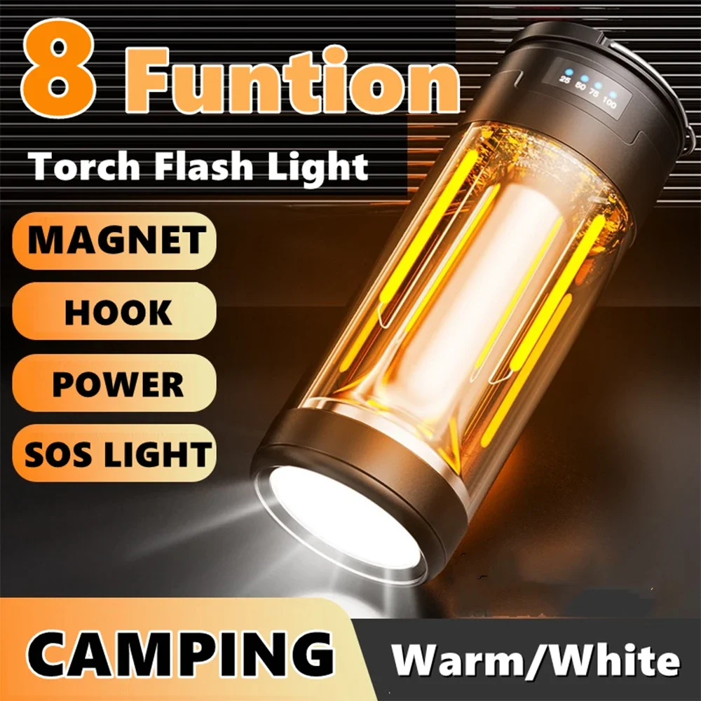 Rechargeable LED Portable Light Super Bright Flashlight Camping Light Work Light 4 Lighting Modes Waterproof Outdoor Light