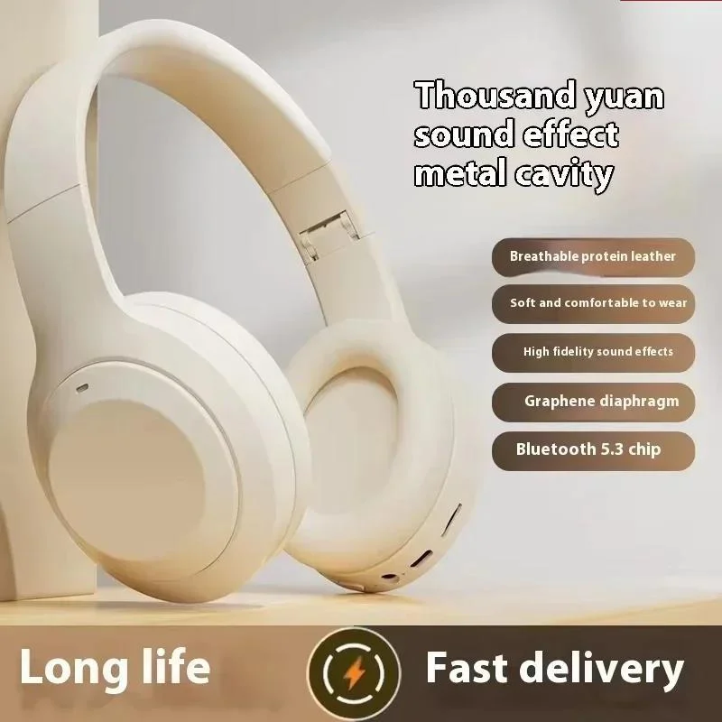 Bluetooth 5.3 Wireless Headphones Ergonomic Deep Bass Headset 12H Battery Quick-Charge Gaming-Ready for Commutes Lenovo