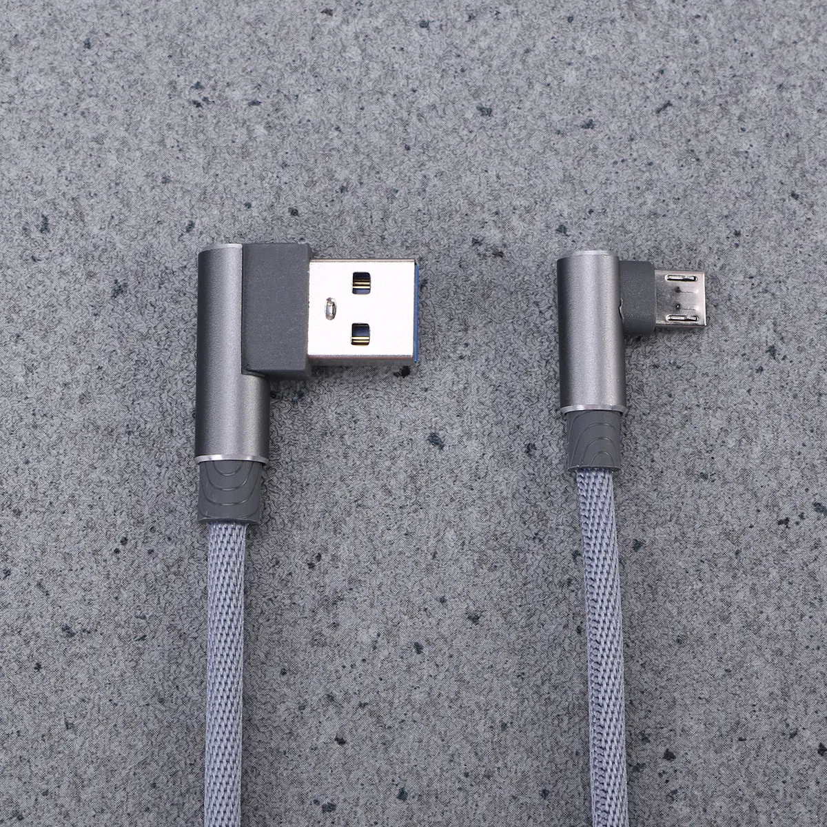 

Right Angle 90 Degree Micro Usb Cable Braided Fast Charging Data .4A Cable Grey Durable Nylon Long Life