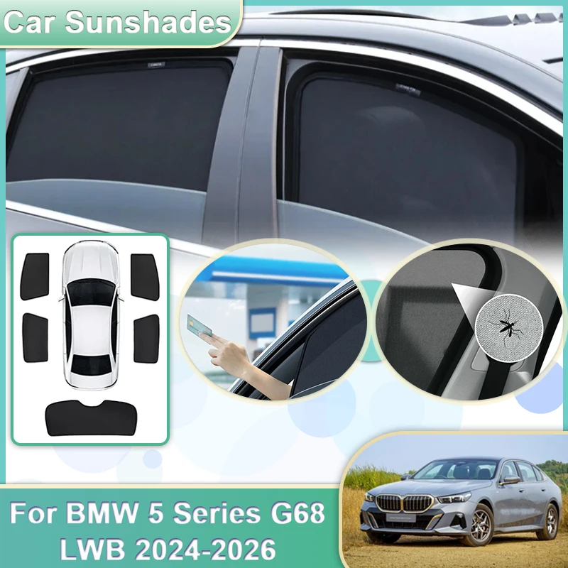 

For BMW 5 Series G68 2024 2025 2026 Mesh Sunshade Shield Windshield Curtain Side Window Cover Sun Protection Auto Accessories