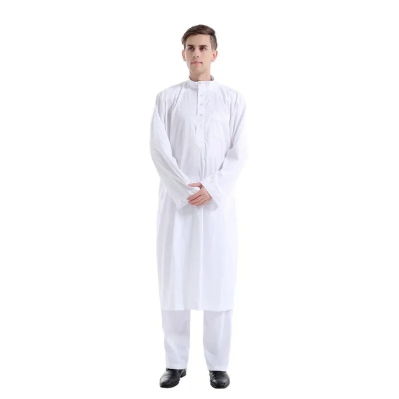 Szaty muzułmańskie pasuje do odzieży męskiej Islam Kaftan casualowa saudyjska indyk Dubai Abaya Jubba Thobe Ramadan sukienka na Bliskim Wschodzie