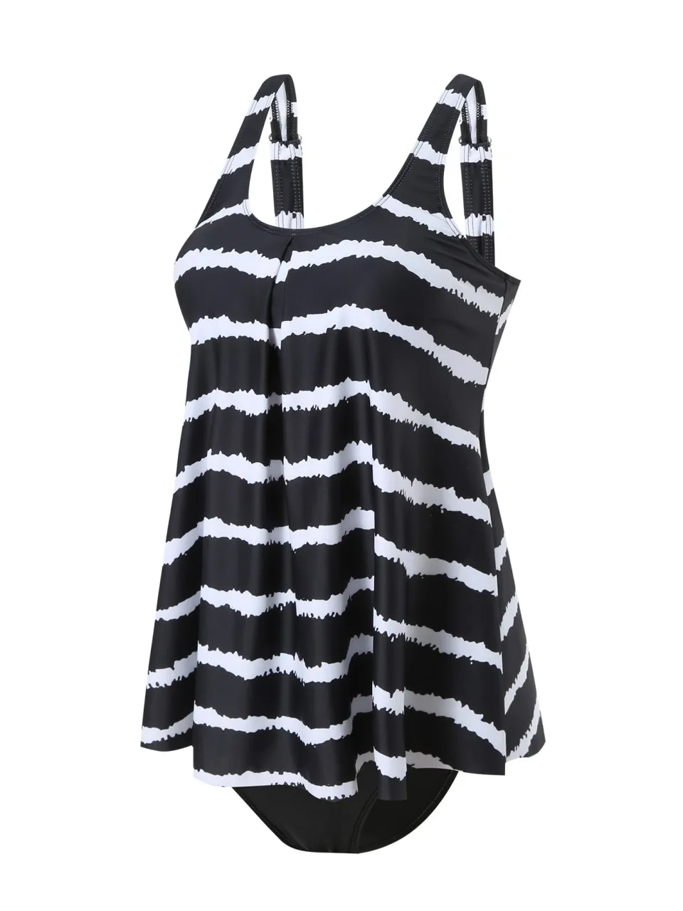 مخطط مطبوعة Tankini Strappy ملابس السباحة 2025 المرأة قطعتين تنورة الشاطئ ملابس السباحة الإناث الاستحمام لباس سباحة بحر