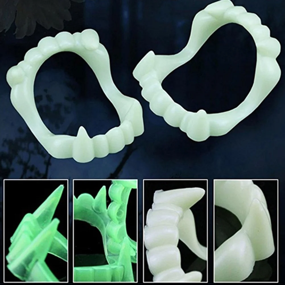 Luminous Teeth Caps Fangs For Halloween Prop Costume Halloween teeth realistic fangs teeth