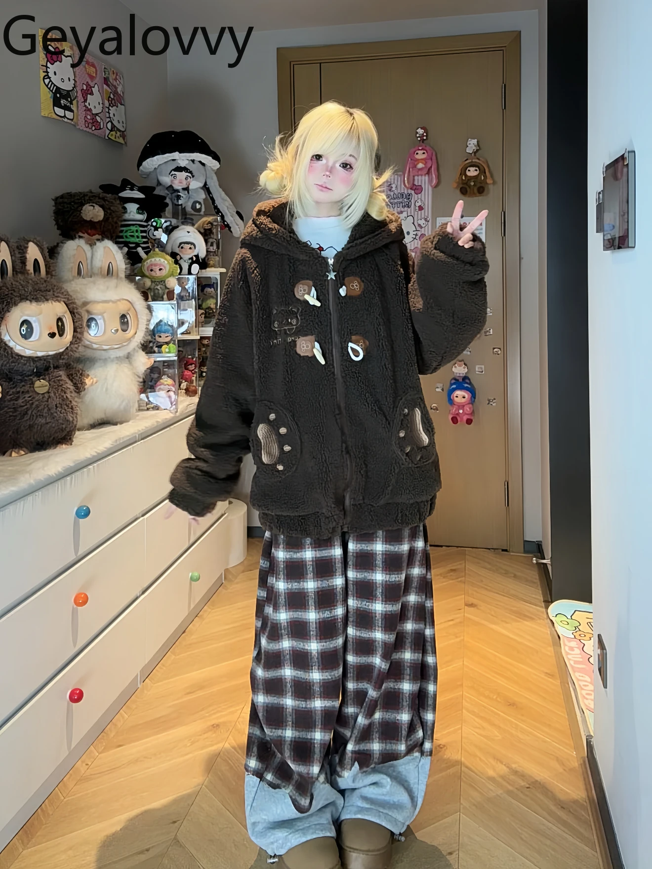 Original Design Winter New Sweet Cute Thickened Cotton Jacket for Women Loose Versatile White Hooded Warm Zipper Parkas Coat