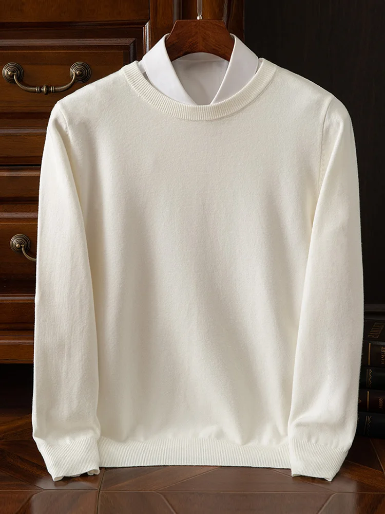 Spring Autumn Merino Wool Pullover Sweater Men O-neck Long Sleeve Cashmere Knitwear Pullover  Female Clothing Grace Tops