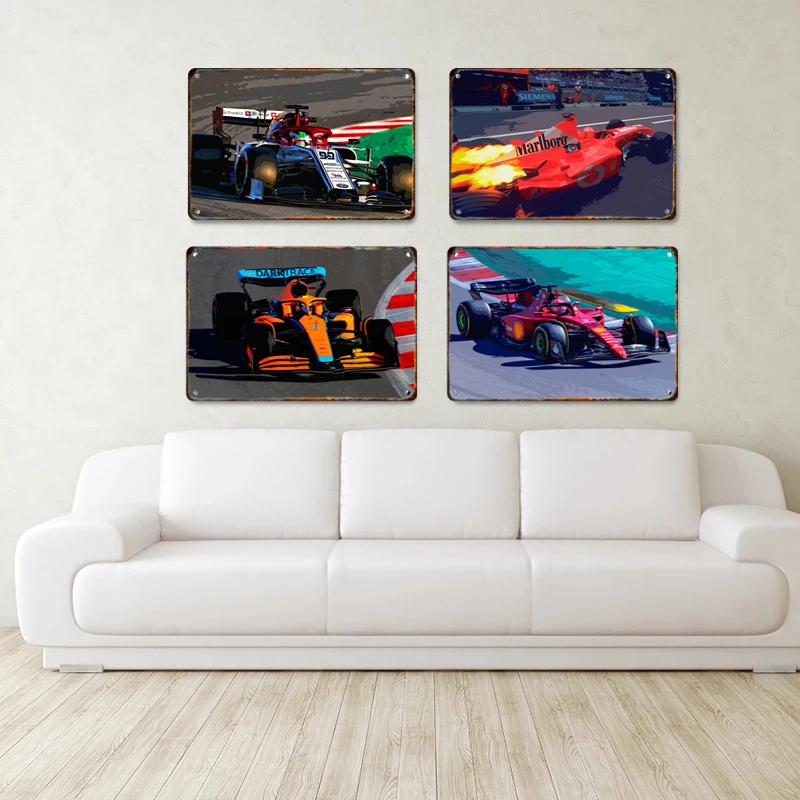 الفورمولا 1 سباق المعادن المشارك علامة الزخرفية القصدير اللوحة شعار اللوحة غرفة المعيشة المنزلي المرآب نادي جدار ديكور فني جدارية هدية