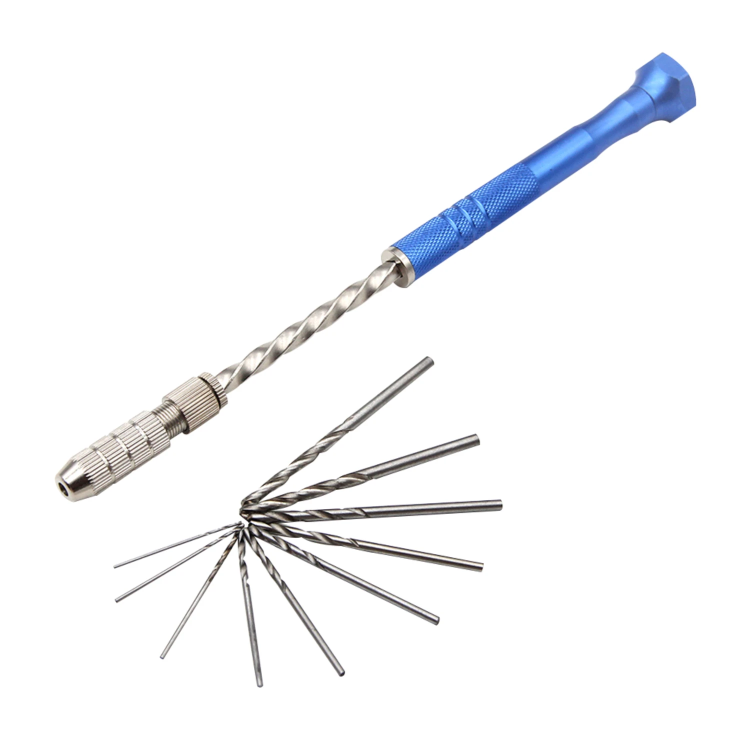 Efficient and Reliable 0.5-3mm Amber Hand Twist Drill Set for Circuit Board Drilling - Extended Blue Plastic Semi-automatic Twis