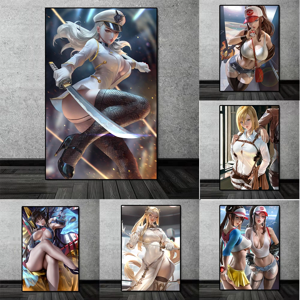 

Sexy Girls Nude Art Anime Characters Posters and Prints Wall Art Canvas Painting HD Print Wall Pictures for Bedroom Home Decor