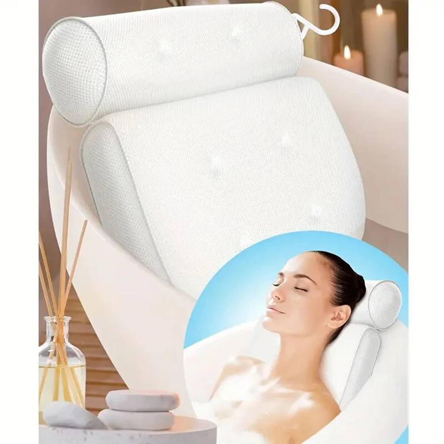 1. Nacken- und Rückenstützkissen für die Badewanne mit rutschfesten Saugnäpfen, Badewannen-/Badezimmerzubehör. – Detail 14