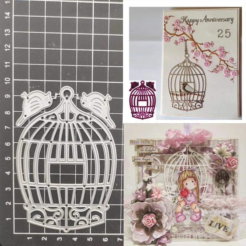 

Bird Birdcage Metal Cutting Dies Stencil Scrapbooking Diy Album Stamp Paper Card Embossing Decor Craft Knife Mould