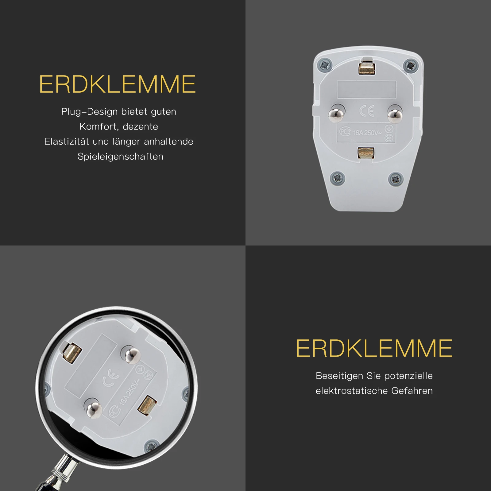 3 uds enchufe Schuko enchufe de alimentación recargable con interruptor estándar alemán 250V UE adaptador de enchufe eléctrico Schuko conector de cableado