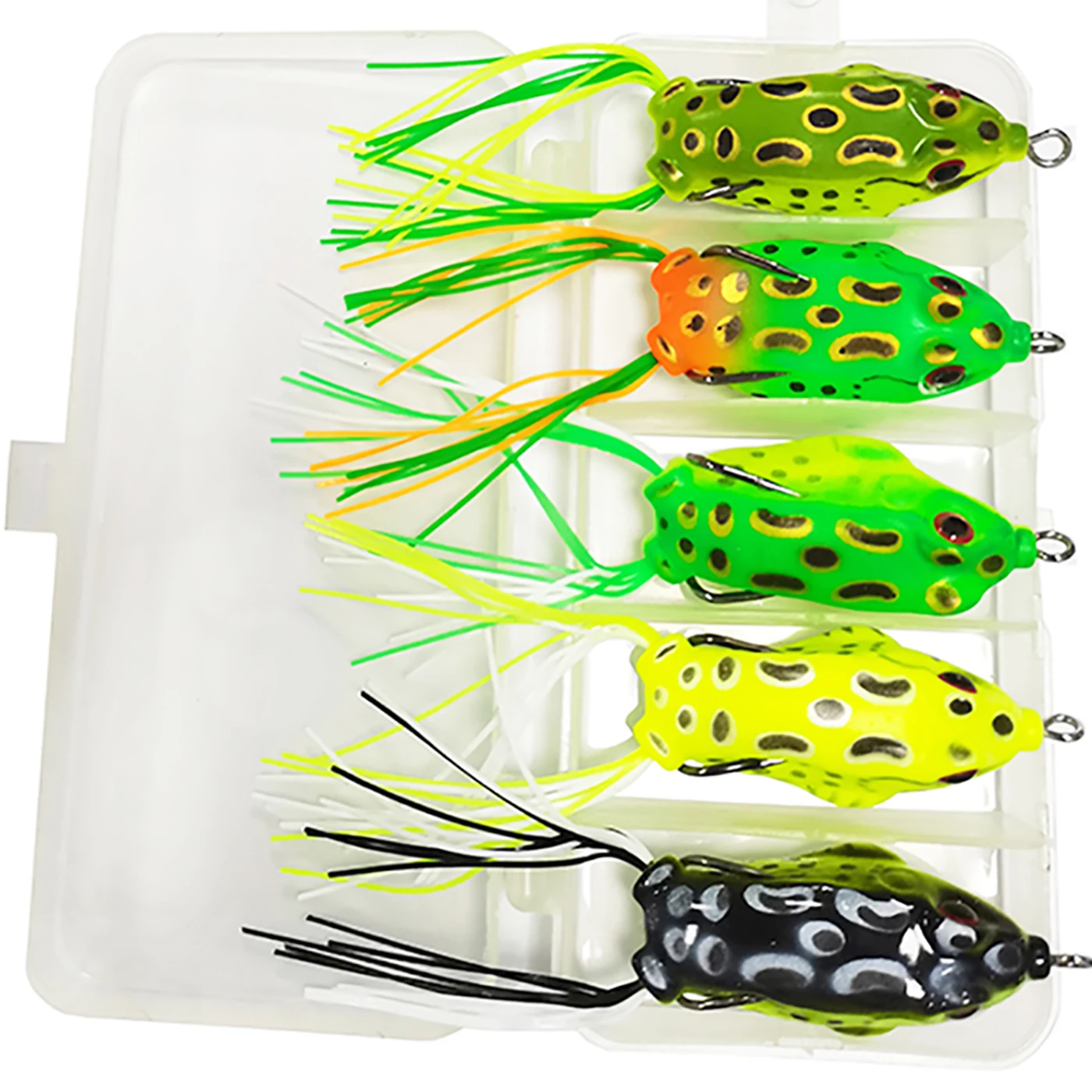 

Kmucutie 5pcs Frog Lure Ray Frog Topwater Fishing Crankbait 4CM/5CM/5.5CM Soft Tube Bait Snakehead Weedless Bass Frog Lures