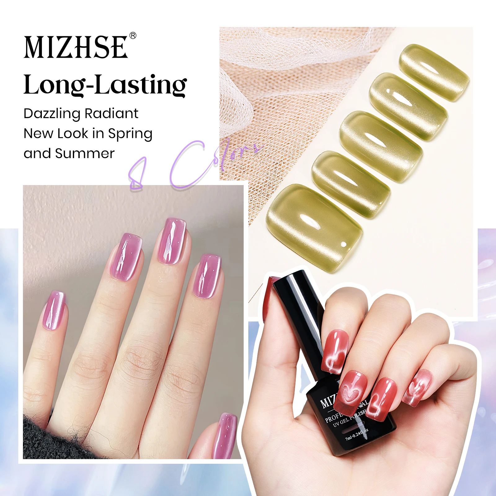 MIZHSE-esmalte de Gel para ojos de gato, luz de luna, 7ML, brillo, esmalte de uñas en Gel UV, barniz de Gel magnético para gato, arte semipermanente Nai