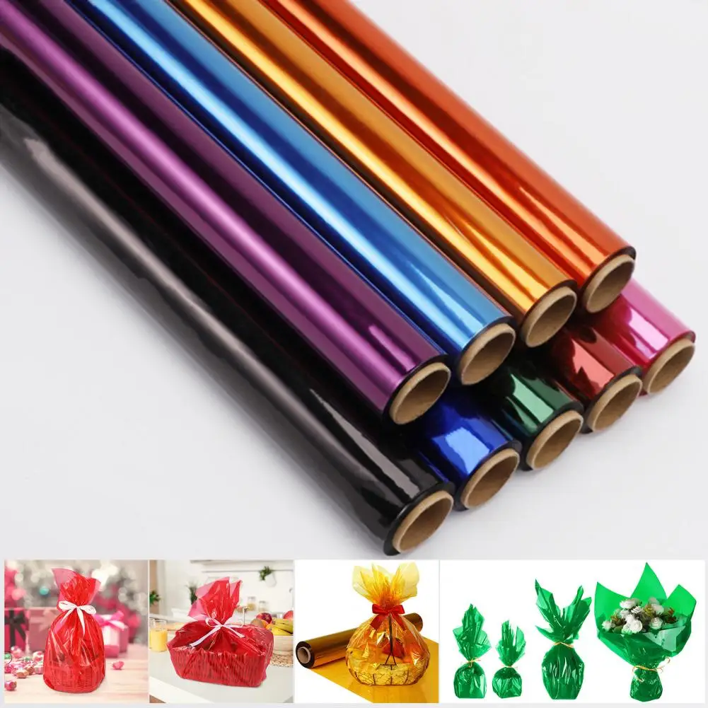 1 Roll 40CMx30M Cellophane Wrap Roll Colorful Waterproof Cellophane Wrapping Paper For Festive Gift Box Packaging Heavy-duty Diy