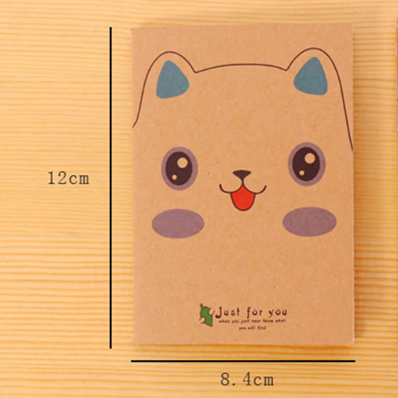 10PCS /Set Cactus Cat Fox Bear Owl Kraft Retro 64K Notebook Mini Pocket Notepad School Office Supplies Stationery