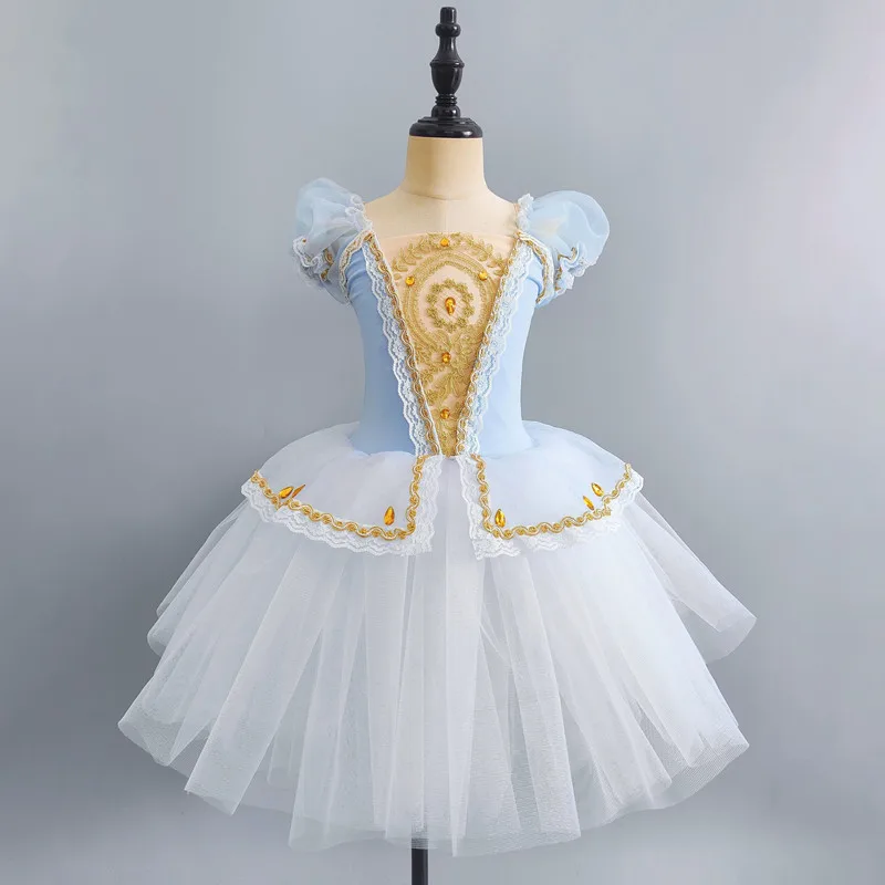 

Children grils Long Ballet Tutu Dress Dance Clothes Professional Swan Lake Ballerina Dress Kids veil Dancing gauzy skirt dress