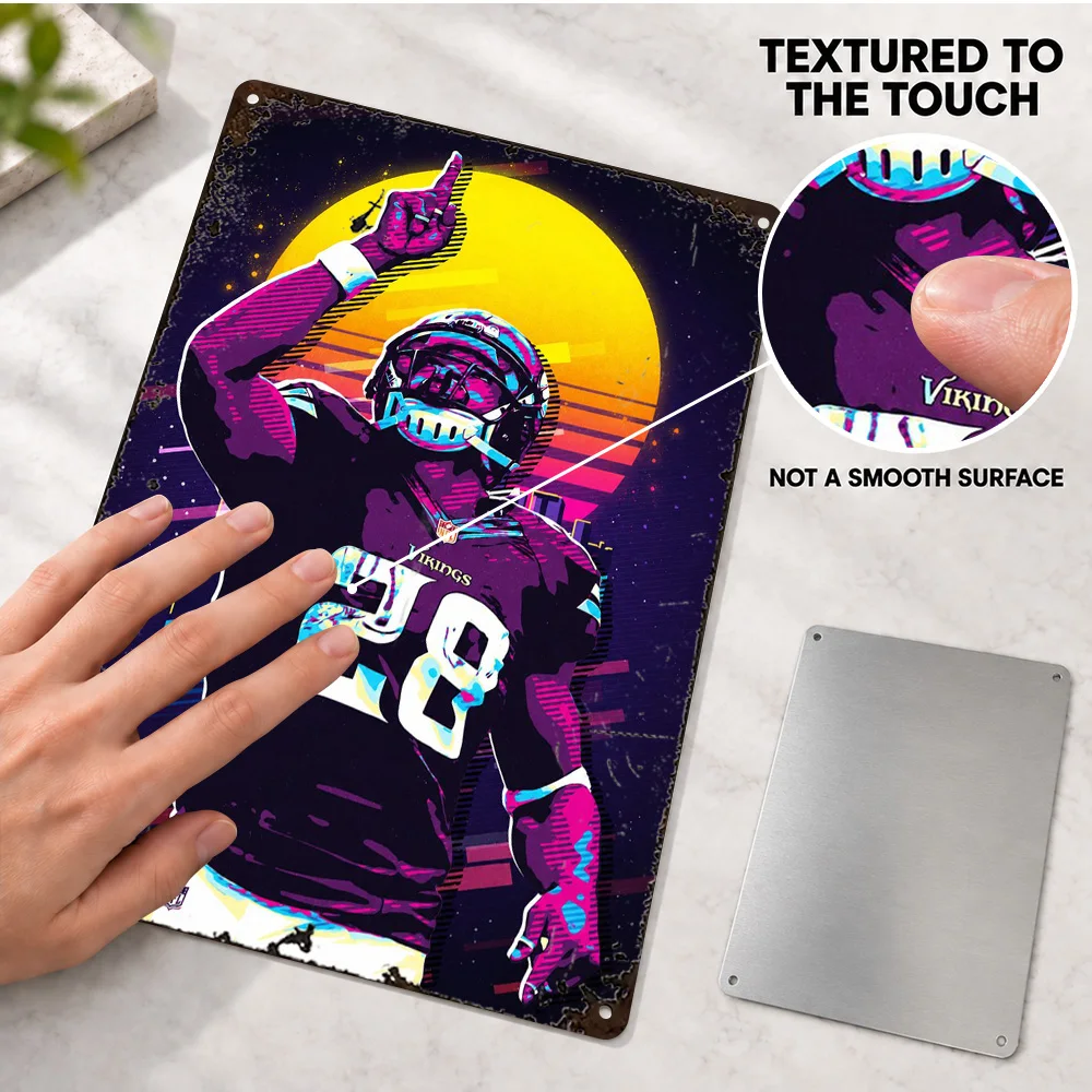 Adrian Peterson American Football Player Aluminum Poster Personalized Metal Sign Colorful Graphic Design Wall Art For Man Cave