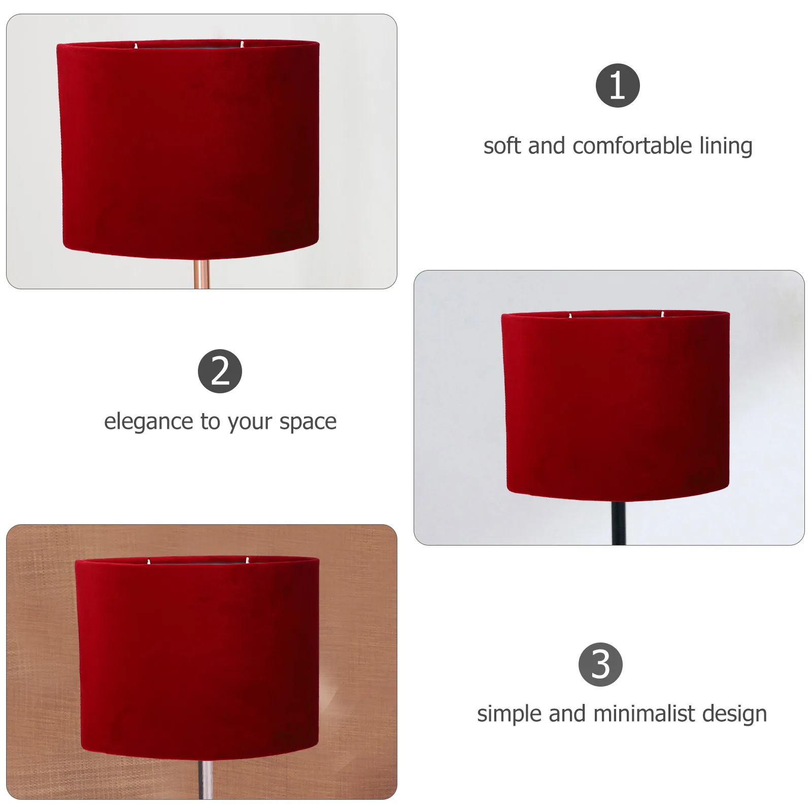 

Velvet Lamp Covers Large Oval Flannel Shade for Floor Desk Wall Light Red Replacement Decorative Shades Sturdy Long-Lasting Soft