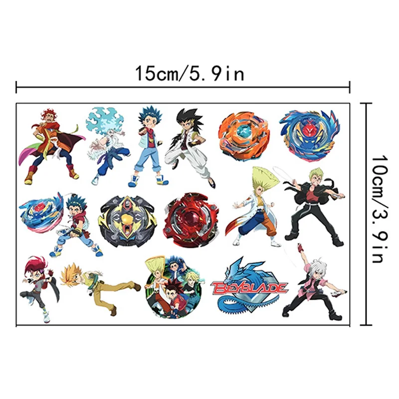 6PCS Disney beyblade Tattoo Stickers Waterproof Original Beyblade Burst Gyro Toys Sticker Birthday Party Supplies Decoration Kid