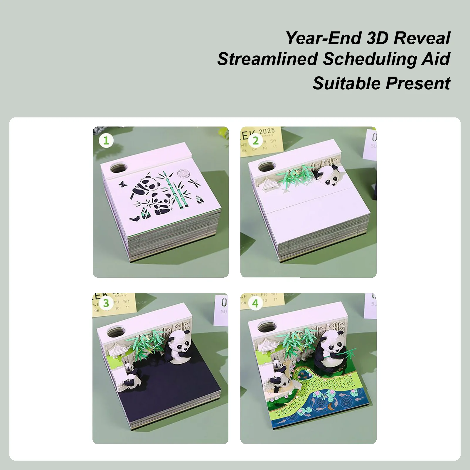 

3D Memo Pad Panda Desk Weekly Calendar Decoration Tearable Art Scratch Notes For Living Room Desk Bedroom Study Room School