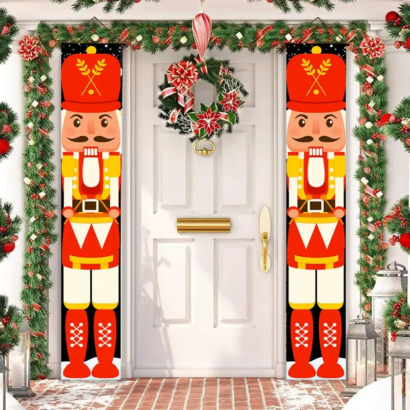 Christmas Door Decoration 2024 Merry Christmas Banner Decor for Home Hanging Xmas Ornament Navidad Happy New Year Gift 2025