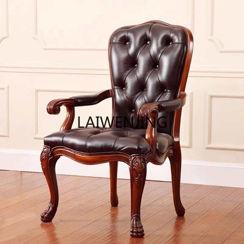 

HLZ solid wood office leather boss chair retro sofa home computer executive chair
