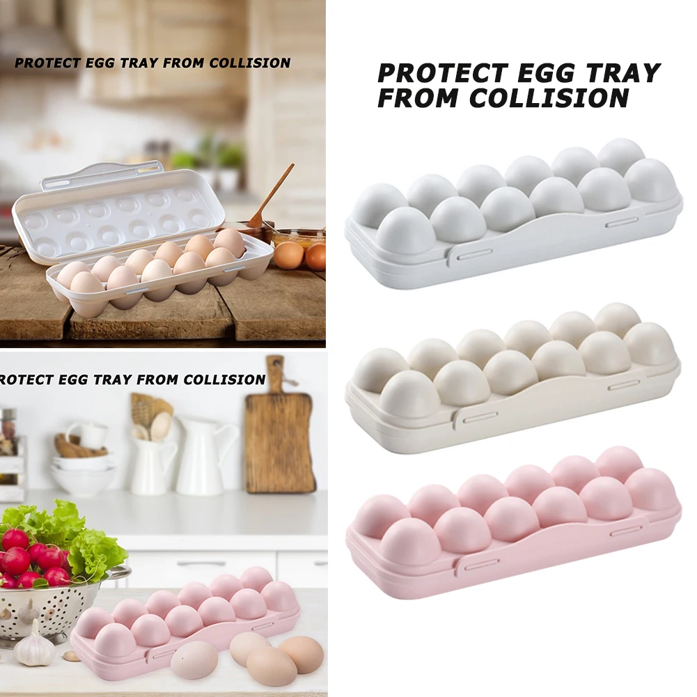 12 Grid Egg Storage Box Plastic Egg Container Shockproof Eggs Slot Tray Holder Box for Refrigerator Camping Picnic Hiking Travel