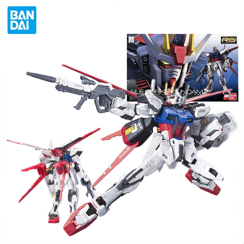 In Stock Original Bandai Anime AILE STRIKE GUNDAM RG 1/144 GAT-X105 Assembly Model Toys Action Figure Collectible Ornaments Gift