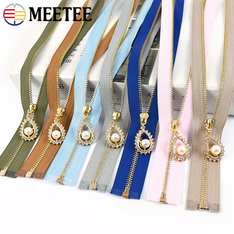 2/5/10Pcs Meetee 3# Metal Zipper 40-70cm Open-end Auto Lock Zippers for Jacket Purse Bags Zips Repair Kit DIY Sewing Accessories