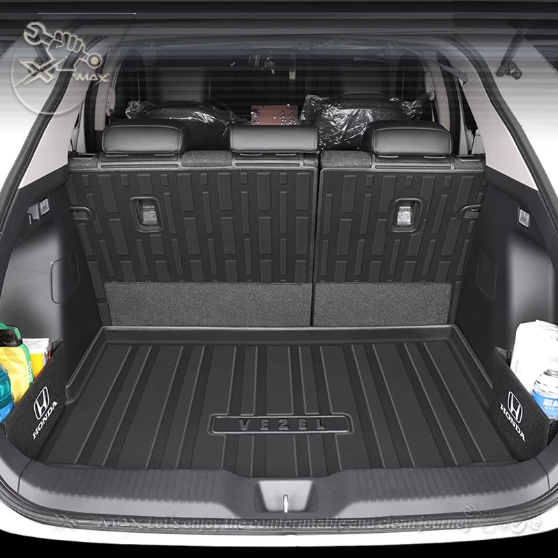 For Honda VEZEL 2015-2023 Custom Fit Car Trunk Mat All Season Black Cargo Mat 3D Shaped Laser Measured Trunk Liners