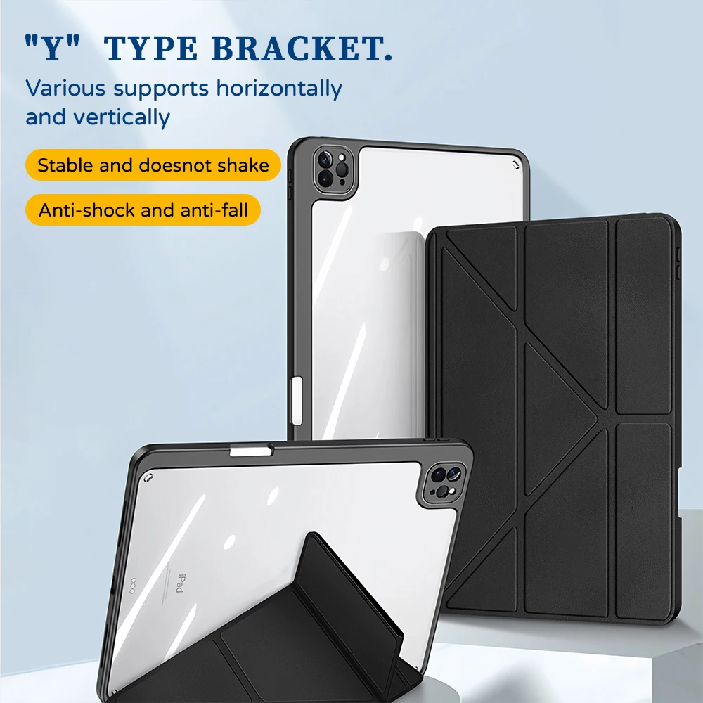 Anti-Drop Y-Fold Smart Cover for Apple iPad Pro 12.9 2021 Air 13 2025 Pro 13 2025 9th 2021 10.2 inch Air 4th 2020 Air 11 2024