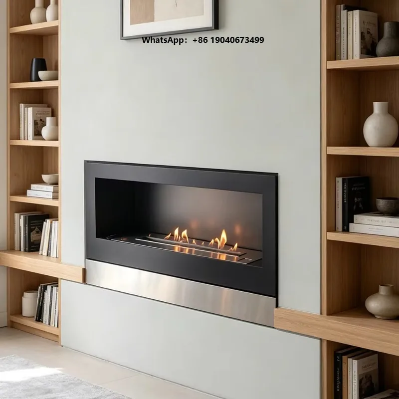 Modern Built-In Automatic Fireplace with Stainless Steel & Metal Construction for Commercial Use xyl