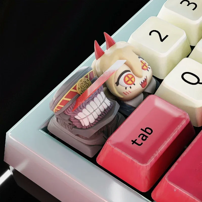 Chainsaw Man Anime Keycap Custom Pochita Denji Resin Keyboard Cap Cute Japanese Anime Key Cap for Mechanical Keyboard Gamer Gift