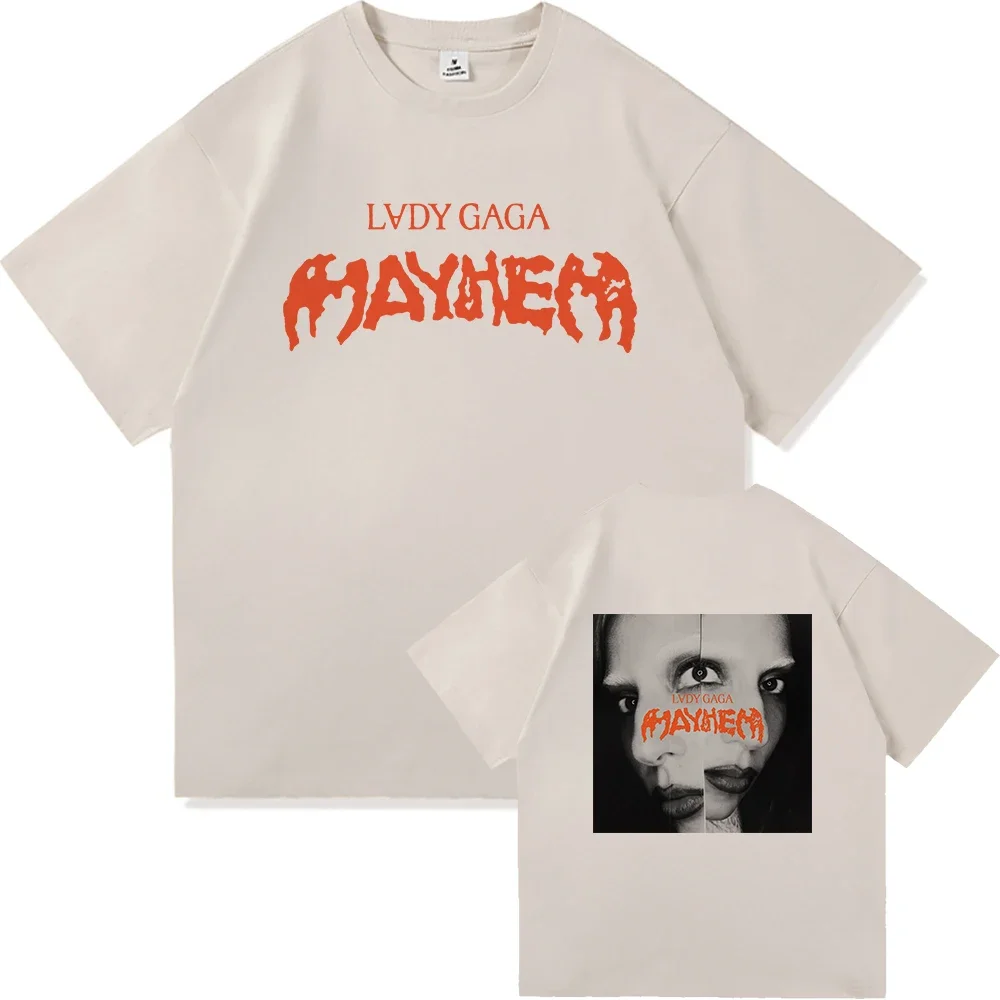 Lady Gaga Mayhem T-shirt 2025 Nieuwe Album Mode Mannen/vrouwen Kleding Retro Harajuku Hoge Kwaliteit Kleding voor Fans T-shirts