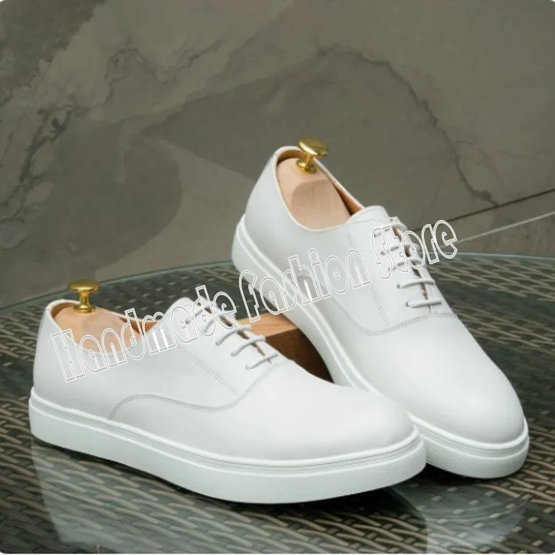 White Black Coffee Mens Casual Shoes Fashion Lace Up Genuine Leather Fashion Male Leisure Shoes Plus Size 38-46